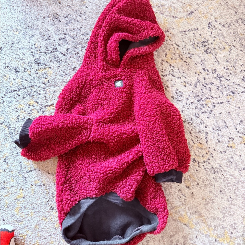 Dog Cozy Sherpa Hoodie - Deep Raspberry Red
